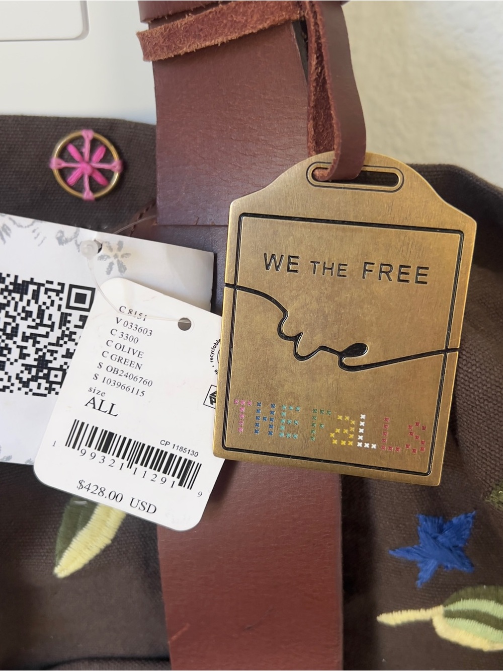 Free People The Falls x We The Free Long Weekend Bag in Olive Green NWT - Picture 5 of 8